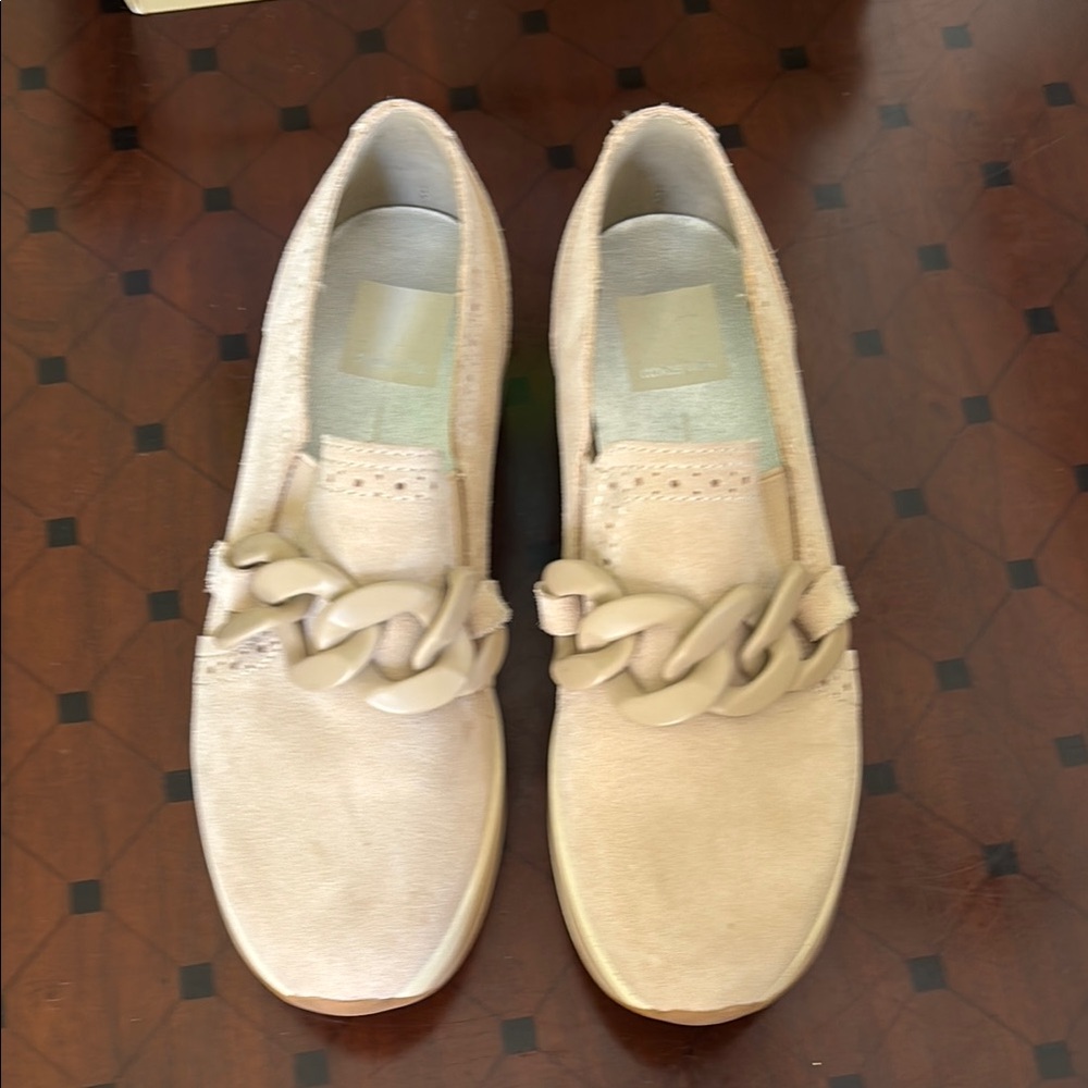 Women's Beige Loafers with Chain Detail